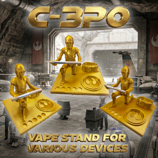 C3PO Inspired 3d Printed Vape Stand For Various Devices