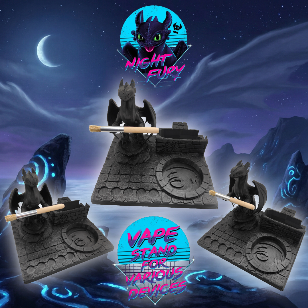 Night Fury Inspired 3d Printed Vape Stand For Various Devices